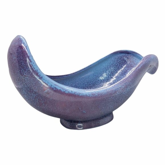 MCM Red Wing Pottery Console Planter Vase Purple Pink Speckle Vintage 1950s - Picture 6 of 13